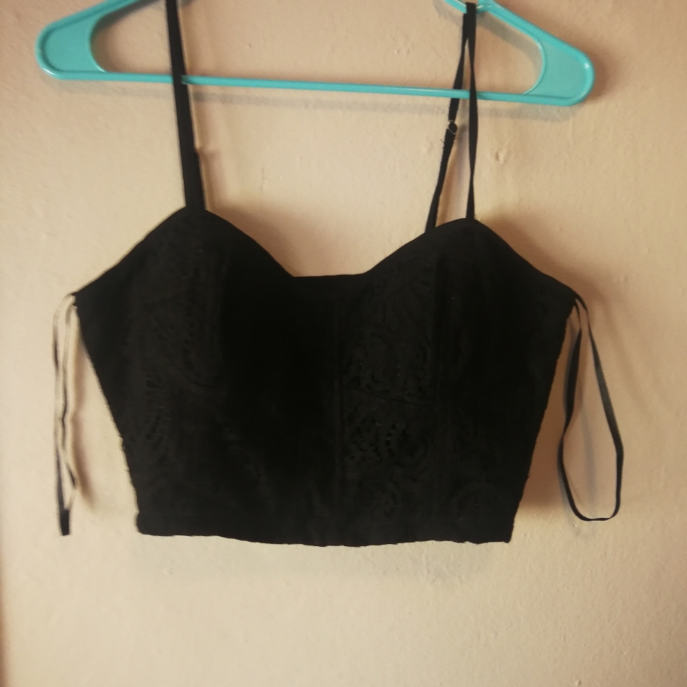 3 for $15 Black laced crop top